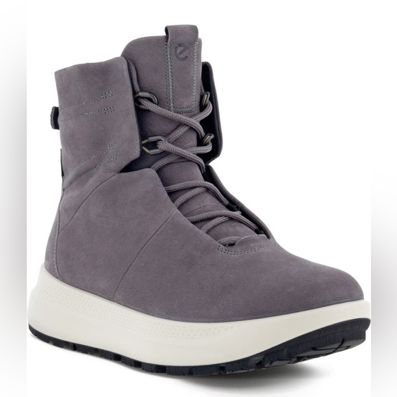 ECCO SOLICE WATERPROOF Lace Up LEATHER BOOTIE IN GRAVITY